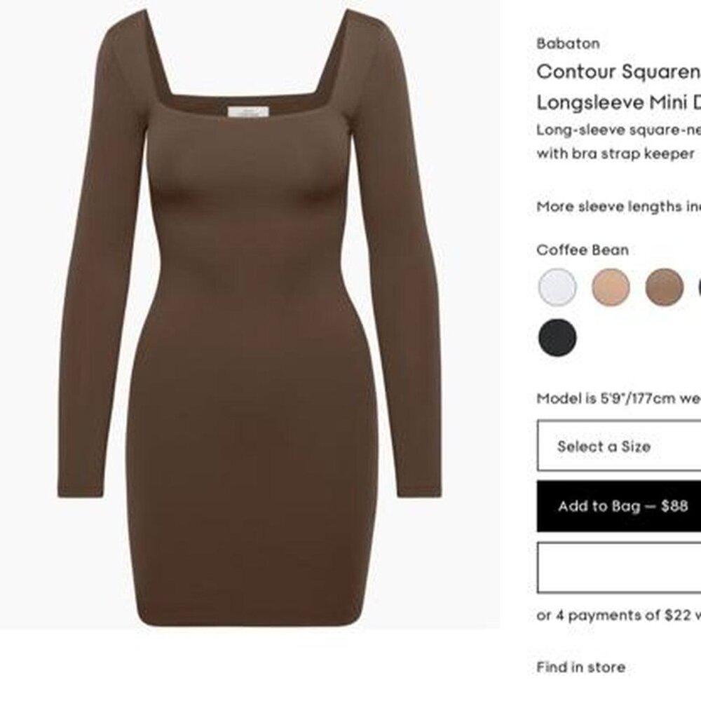 EUC Aritzia Bodycon Dress in Rich Mocha Brown